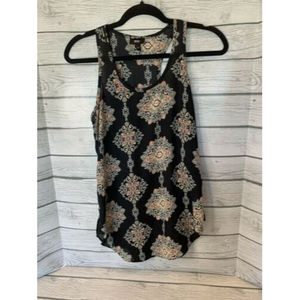 Express Top X Small Sleeveless Tank Top Shirt Black Boho Cami Blouse Geographic